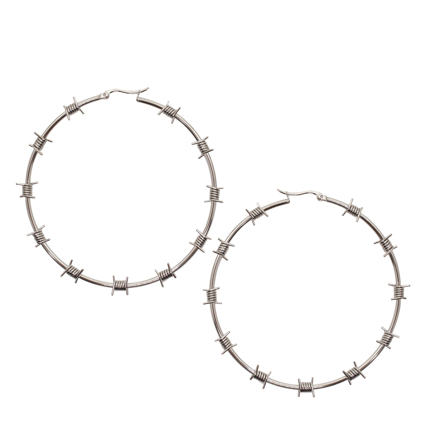 Barbed Wire Hoops Silver